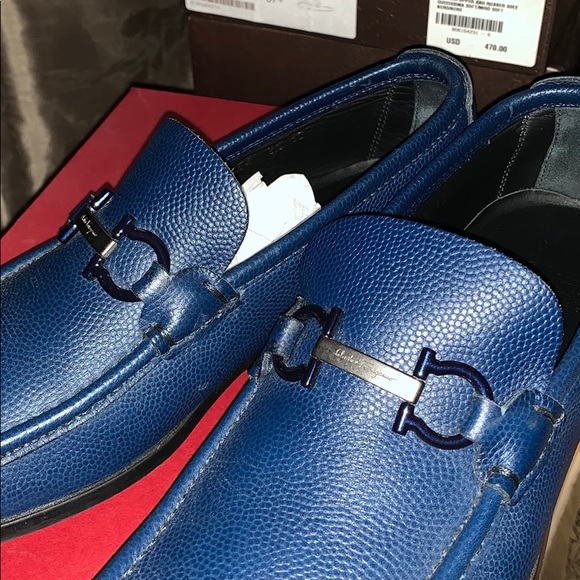 Navy Blue Ferragamo loafers - Picture 7 of 10